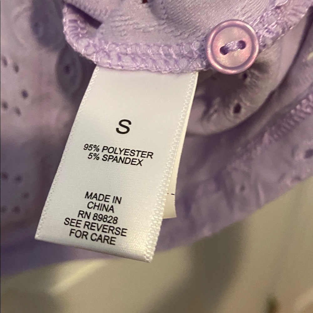 LOGO by Lori Goldstein Stretch Eyelet Button Front Cardigan Lavender S New - Picture 10 of 14